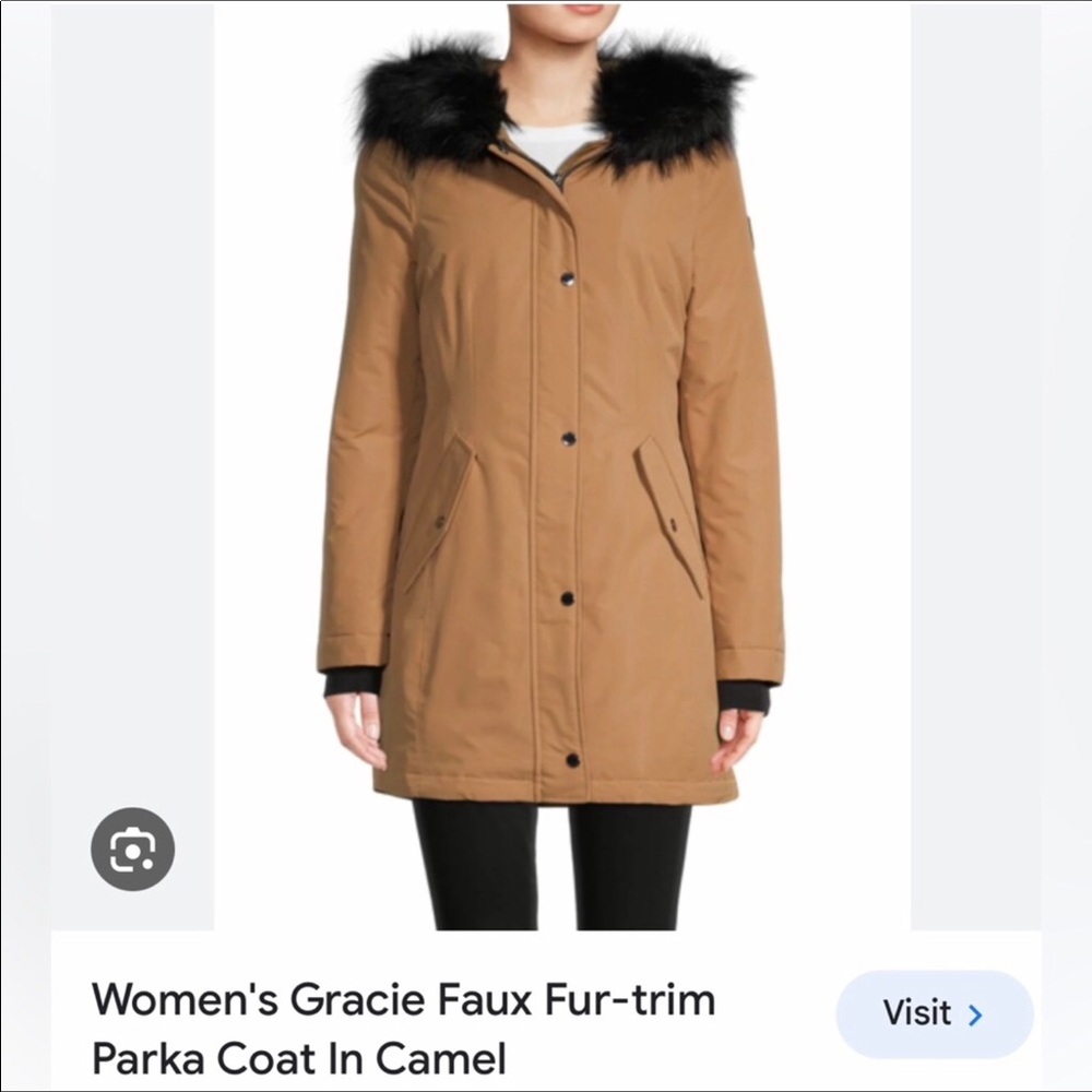 Tahari Gracie faux fur hooded parka
